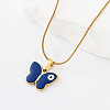 304 Stainless Steel Enamel Evil Eye Butterfly Pendant Necklaces for Men Women MY8344-1-1