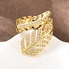 Brass Micro Pave Cubic Zirconia Cuff Open Rings for Women RJEW-F211-01G-2