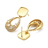 Brass Micro Pave Clear Cubic Zirconia Teardrop Stud Earring Findings KK-D102-01G-2