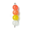 Gradient Color Round Glass Beaded Connector Charms PALLOY-JF02805-3