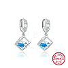 Anti-Tarnish Rhodium Plated 925 Sterling Silver Cube Hoop Earrings LS6808-3-1