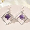 Rhombus Brass Dangle Earrings EJEW-D360-01P-01-1