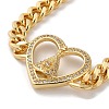 Brass Micro Pave Clear Cubic Zirconia Cuban Link Chains Bracelets BJEW-M322-04G-B-2