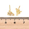 Brass Micro Pave Cubic Zirconia Stud Earrings for Women KK-A305-08G-02-4