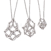 3 Pcs Crystal Stone Cage Pendant Necklaces NJEW-JN04751-01-1