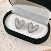 Brass Micro Pave Clear Cubic Zirconia Stud Earrings for Women EJEW-F352-06P-4