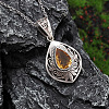 Alloy Topaz Rhinestone Pendant Necklaces FS-WG9981E-01-4