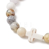 Natural African Opal & Synthetic Turquoise Beaded Stretch Bracelets for Women Men BJEW-JB13313-3