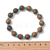 Wood & Synthetic Turquoise Beaded Stretch Bracelets for Women BJEW-TA00729-4