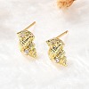 Conch Shape Brass Micro Pave Cubic Zirconia Ear Studs EJEW-D304-32G-5