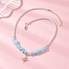 Alloy Crystal Rhinestone Star Pendant Natural White Jade Chip and Round White Glass Pearl Beaded Necklaces NJEW-JN05696-02-1