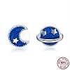 Anti-Tarnish Rhodium Plated 925 Sterling Silver Enamel Stud Earrings EJEW-FF0008-010P-7