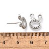 Rabbit Head Brass Micro Pave Cubic Zirconia Ear Studs EJEW-D304-39P-3