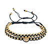 2Pcs 2 Styles Brass Round Beads Braided Bead Bracelets DX6223-3-5