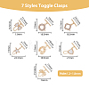 14 Sets 7 Style Mixed Shape Brass Toggle Clasps KK-DC0002-63-2