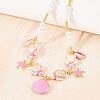 Ocean Brass Enamel Starfish Shell Shape Pendant Round ABS Imitation Pearl Beaded Necklaces KK-CBA4547-04C-G-3