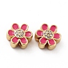 Flower Brass Micro Pave Clear Cubic Zirconia Beads KK-G419-06G-3