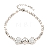 Brass Micro Pave Clear Cubic Zirconia Round Beaded Bracelets BJEW-F528-05P-4