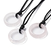 Natural Rose Quartz Ring Pendant Necklace with Waxed Cords NJEW-R262-01A-08-1