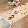 2Pcs 2 Colors Stainless Steel Paw Print Photo Locket Pendant Necklaces for Women NJEW-NB0001-39-4