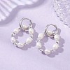 Natural Freshwater Pearl & Synthetic Hematite Bead & 202 Stainless Steel Hoop Earrings EJEW-JE07228-1