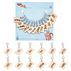 12Pcs 12 Style Wood Pendant Locking Stitch Markers HJEW-AB00643-1