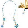 Glass & ABS Plastic Imitation Pearl & Acrylic Bead Bookmark AJEW-CP00020-1