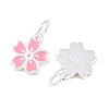 925 Sterling Silver Enamel Hot Pink Flower Charms STER-A049-04S-2