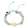 2Pcs Natural Flower Amazonite Chip Braided Bead Bracelets BJEW-JB11541-04-3