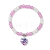 Baking Paint Imitation Jade Glass Round Beaded Charm Bracelets BJEW-JB11737-02-2