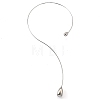 304 Stainless Steel Teardrop Pendant Open Cuff Necklaces for Women NJEW-R003-02P-02-3