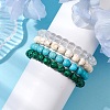 4Pcs Constellation 8mm Round Synthetic Turquoise & Quartz Crystal & Malachite & Magnesite Beaded Stretch Bracelets for Women BJEW-JB10634-3