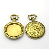 Flat Round Alloy Pendant Cabochon Settings PALLOY-J414B-AB-NF-5