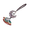 Natural Amethyst Moon with Mixed Gemstone Chips Tassel Pendant Decorations G-L524-07R-A05-2