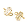 Brass Pave Cubic Zirconia Rectangle Connector Charms KK-P347-06G-03-3