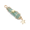 3Pcs 3 Styles Natural Green Aventurine Pointed Copper Wire Wrapped Faceted Bullet Big Pendants PALLOY-JF03572-02-4
