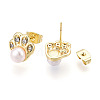 Footprint Brass Natural Pearl Stud Earrings PEAR-N020-05W-4