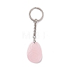 Natural Rose Quartz Teardrop with Spiral Pendant Keychain KEYC-A031-02P-05-2