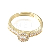 Brass Micro Pave Clear Cubic Zirconia Cuff Open Rings CU-CBA5C10-18G-4