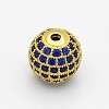 Brass Micro Pave Grade AAA Cubic Zirconia Beads KK-E711-6mm-114G-NR-1