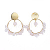 Brass Dangle Stud Earrings EJEW-JE04163-01-3