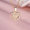 Brass Rose Flower Heart with Letter Pendant Necklaces FS-WGF6950-23-1
