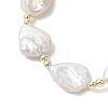 Baroque Natural Keshi Pearl Teadrop Beaded Stretch Bracelets for Women BJEW-JB13561-3