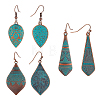 3 Pairs 3 Style Alloy Teardrop with Rhombus Dangle Earrings for Women EJEW-AN0002-01-3