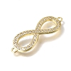 Brass Micro Pave Clear Cubic Zirconia Infinity Links Connector Charms KK-C262-29G-2