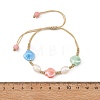Glazed Porcelain Beads & Natural Cultured Freshwater Pearl Braided Bead Bracelets BJEW-JB14202-01-5