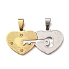 304 Stainless Steel Rhinestone Split Pendants STAS-F368-13GP-1