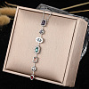 304 Stainless Steel Pave Cubic Zirconia Rectangle Oval Drop Pendant Long Tassel Necklaces FS-WGDB594-02-1