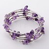 Natural  Amethyst Chip Warp Bracelets BJEW-JB01517-02-7