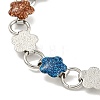 304 Stainless Steel Enamel Flower Link Chain Bracelets with Glitter Powder BJEW-S153-05P-03-2